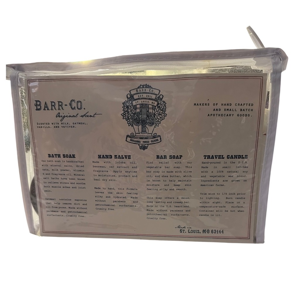 Barr-Co Original Scent Self-Care Kit Bath Soak Salve Soap Soy Candle Gift Set